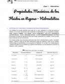 Clase 1 – Hidrostática Propiedades Mecánicas de los Fluidos en Reposo - Hidrostática