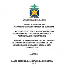 COMO SE DA EL ANTEPROYECTO DEL CURSO MONOGRÁFICO PARA OPTAR AL TÍTULO DE LICENCIADO EN ADMINISTRACIÓN DE EMPRESAS. Página 1