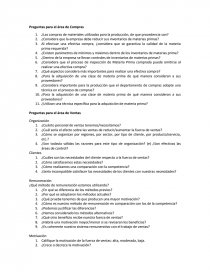 Preguntas para el área de Ventas y Compras. Página 1