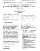 GENERADOR SINCRÓNICO TRIFÁSICO - CARACTERÍSTICA EN CIRCUITO ABIERTO Y CORTO CIRCUITO