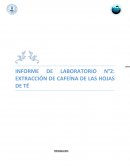 INFORME DE LABORATORIO N°2: EXTRACCIÓN DE CAFEÍNA DE LAS HOJAS DE TÉ