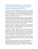 Aspirina: Igual de efectiva y más segura que la warfarina en la prevención de un ataque cerebrovascular (ACV)