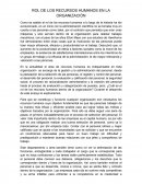 ROL DE LOS RECURSOS HUMANOS EN LA ORGANIZACION