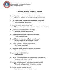Preguntas Mundo de Sofía (clase completa). Página 1