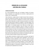 ORIGEN DE LA LOCALIDAD HISTORIA DEL PUEBLO