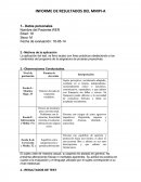 Informe de resultados de la prueba proyectiva MMPI