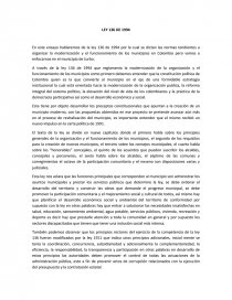 Ensayo ley 136 de 1994. Página 1