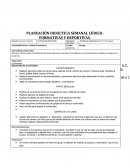 PLANEACIÓN DIDÁCTICA SEMANAL LÚDICO-FORMATIVAS Y DEPORTIVAS