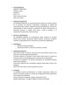 Los estudiantes aplicarán los conocimientos sobre conjunto de números enteros para efectuar operaciones básicas. Página 1