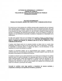 “SOLUCIÓN DE CONFLICTOS PARA EQUIPOS DE TRABAJO INTERDISCIPLINARIOS”. Página 1