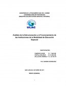Análisis de la Estructuración y el Funcionamiento de las Instituciones de la Modalidad de Educación Especial