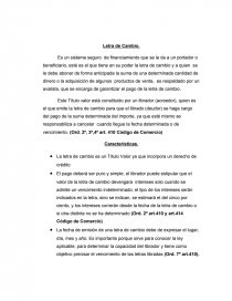 Letra de cambio. Características. Página 1
