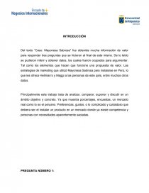 Analizar los elementos fundamentales que determinaron el éxito de Mayonesa Sabrosa. Página 1