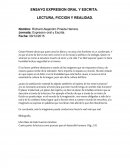 ENSAYO EXPRESION ORAL Y ESCRITA. LECTURA, FICCION Y REALIDAD