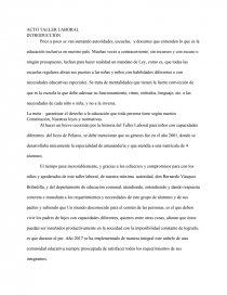 EL NUEVO LIBRETO ACTO TALLER LABORAL. Página 1