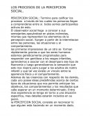 Introducción LOS PROCESOS DE LA PERCEPCION SOCIAL.