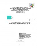 INFORME FINAL DE LAS PRÁCTICAS PROFESIONALES SOCIO- PRODUCTIVAS
