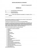 Informe sobre desarrollo de actividades 31 de agosto a 30 de setiembre