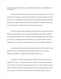 RELACIÓN EXISTENTE ENTRE LAS ACCIONES POSESORIAS, LA PROPIEDAD Y LA OCUPACIÓN.. Página 1