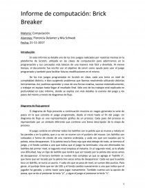 Informe de computación: Brick Breaker. Página 1