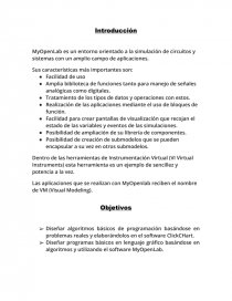 MyOpenLab es un entorno orientado a la simulación de circuitos y sistemas con un amplio campo de aplicaciones. Página 1