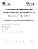 Laboratorio de Control Moderno Práctica #3 “Transformación de Modelo de Sistemas”