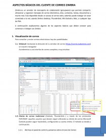 ASPECTOS BÁSICOS DEL CLIENTE DE CORREO ZIMBRA. Página 1