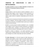 CREDITOS DE HABILITACION O AVIO Y REFACCIONARIAS