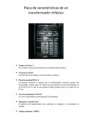 Placa de caracteristica de un transformador trifasico