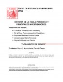 HISTORIA DE LA TABLA PERIÓDICA Y PRINCIPALES INVESTIGADORES
