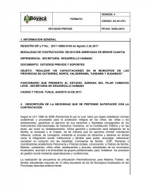 “REALIZAR 100 CAPACITACIONES EN 40 MUNICIPIOS EN LAS PROVINCIAS DE GUTIERREZ, NORTE, VALDERRAMA, TUNDAMA Y SUGAMUXI”. Página 1