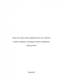 Redes inalámbricas WLAN y WWAN. Página 1