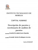 Descripción de puestos y cuestionario de análisis de puestos