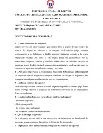 Ensayo sobre Cuestionario de Seguros. Página 1