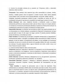 Enuncie los principales síntomas de un paciente con Trhiquinosis, artritis y ostiomielitis infecciosa y fiebre reumática. Página 1