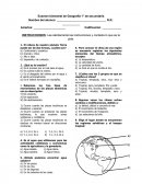 Examen bimestral de Geografía 1° de secundaria