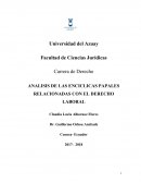 Analisis de las enciclicas papales relacionadas con el derecho laboral