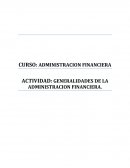 ACTIVIDAD: GENERALIDADES DE LA ADMINISTRACION FINANCIERA