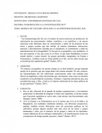 MODELO DE TOULMIN APLICADO A LAS EPISTEMOLOGIAS DEL SUR. Página 1