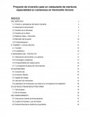 Proyecto de inversión para un restaurante de mariscos especialidad en camarones en Hermosillo Sonora