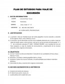 PLAN DE ESTUDIOS PARA VIAJE DE EXCURSIÓN