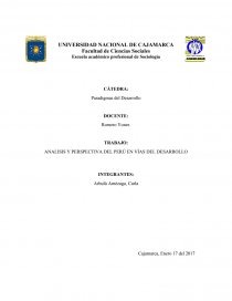 ANALISIS Y PERSPECTIVA DEL PERÚ EN VÍAS DEL DESARROLLO. Página 1