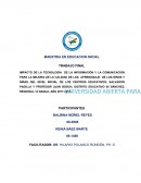 IMPACTO DE LA TECNOLOGÍA DE LA INFORMACIÓN Y LA COMUNICACIÓN PARA LA MEJORA DE LA CALIDAD DE LOS APRENDIZAJE DE LOS NIÑOS Y NIÑAS DEL NIVEL INICIAL DE LOS CENTROS EDUCATIVOS