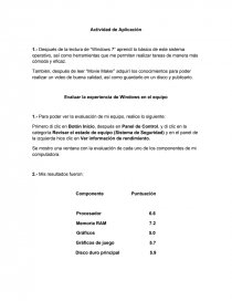 Actividad de aplicación. Evaluar la experiencia de Windows en el equipo. Página 1