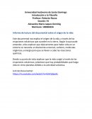 Informe de lectura del documental sobre el origen de la vida: Cuestión