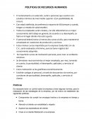 POLITICAS DE RECURSOS HUMANOS Políticas de ventas