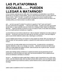 LAS PLATAFORMAS SOCIALES....... PUEDEN LLEGAR A MATARNOS?. Página 1