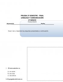PRUEBA 2º SEMESTRE - FINAL LENGUAJE Y COMUNICACIÓN. Página 1
