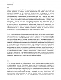 Los resultados alcanzados con la implementación del plan de trabajo. Página 1