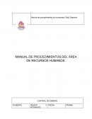 MANUAL DE PROCEDIMIENTOS DEL ÁREA DE RECURSOS HUMANOS